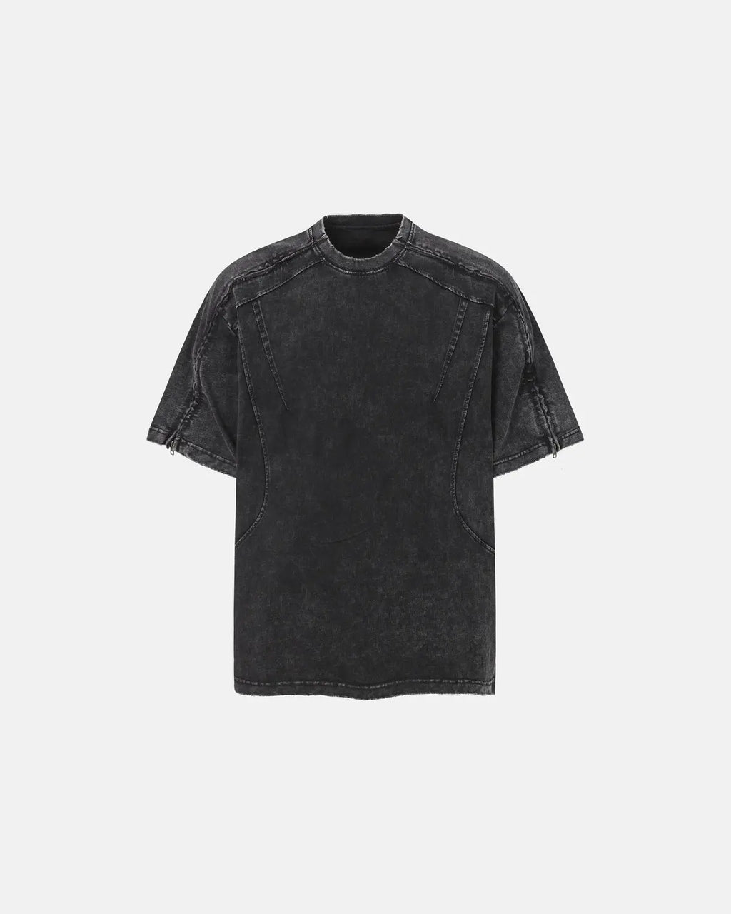 Distressed Washed Zip Sleeve T-Shirt | Inflation Streetwear