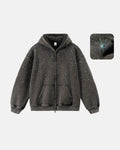 Distressed Washed Fleece Rhinestone Zip Up Hoodies | Inflation Streetwear