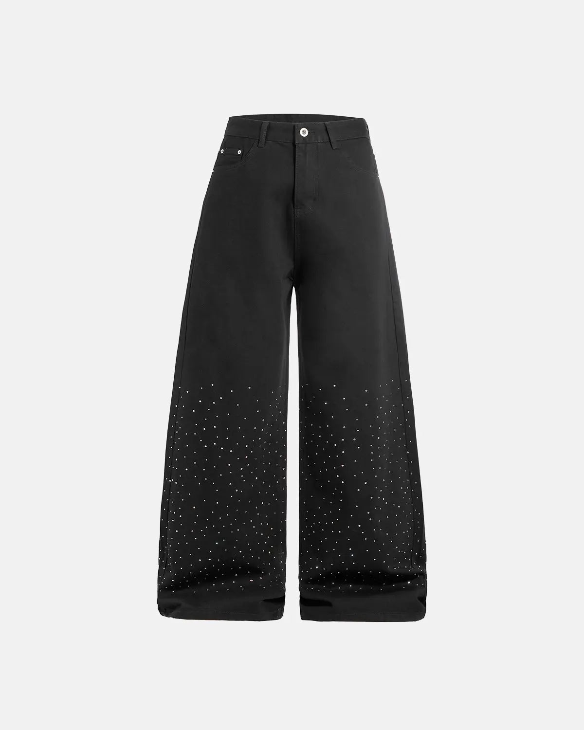 Chill Wide Leg Rhinestone Denim Pants | Inflation Streetwear