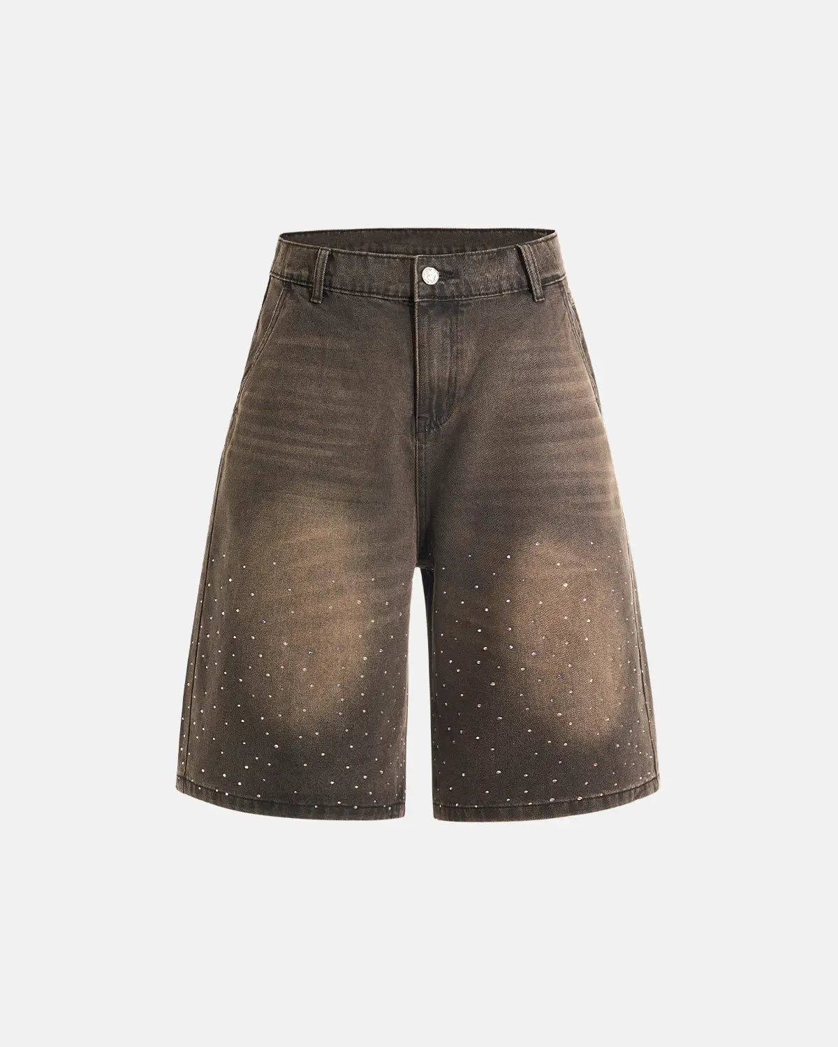 Colorful Rhinestone Washed Jeans Shorts | Inflation Streetwear