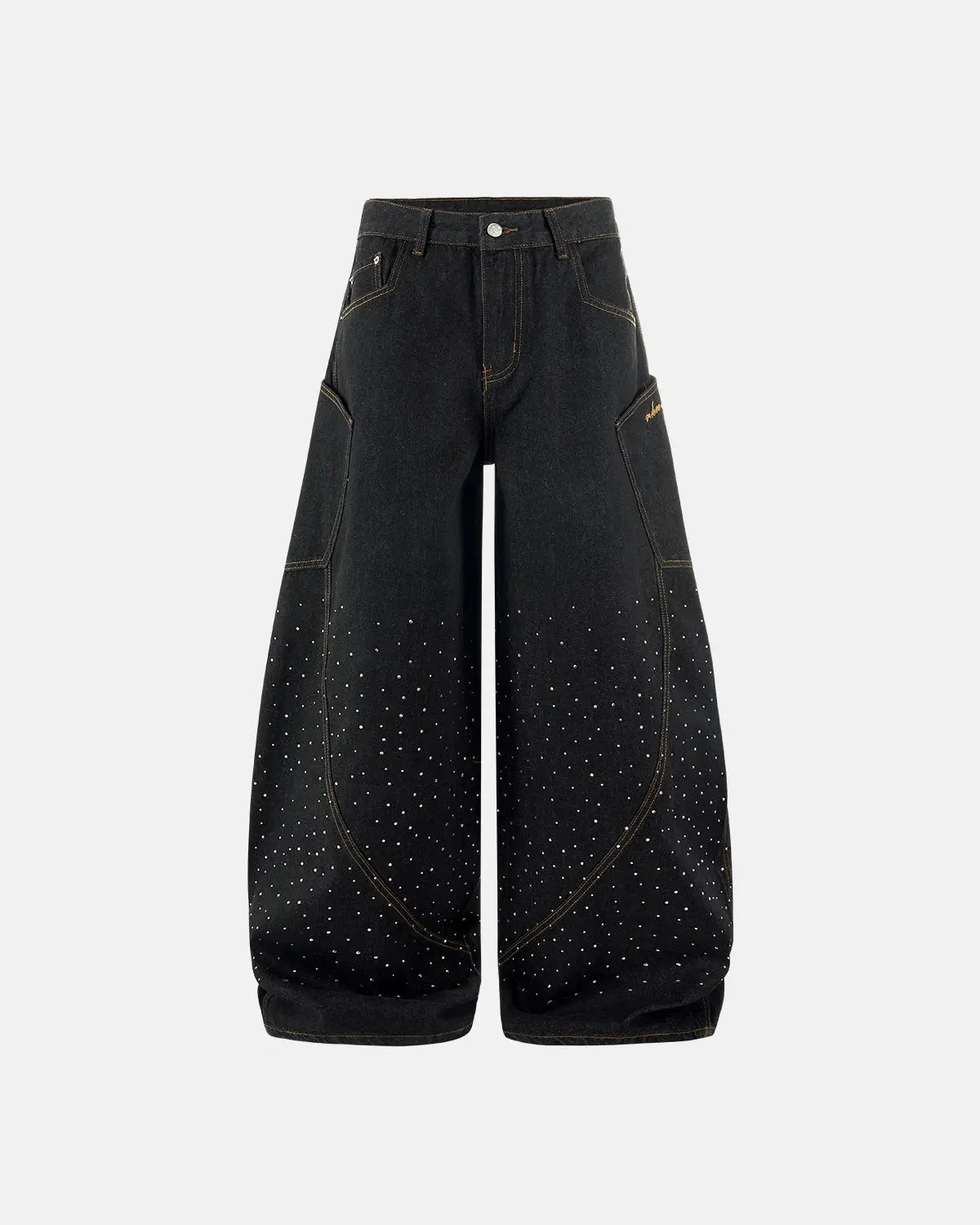 Colorful Rhinestone Raw Barrel Jeans | Inflation Streetwear