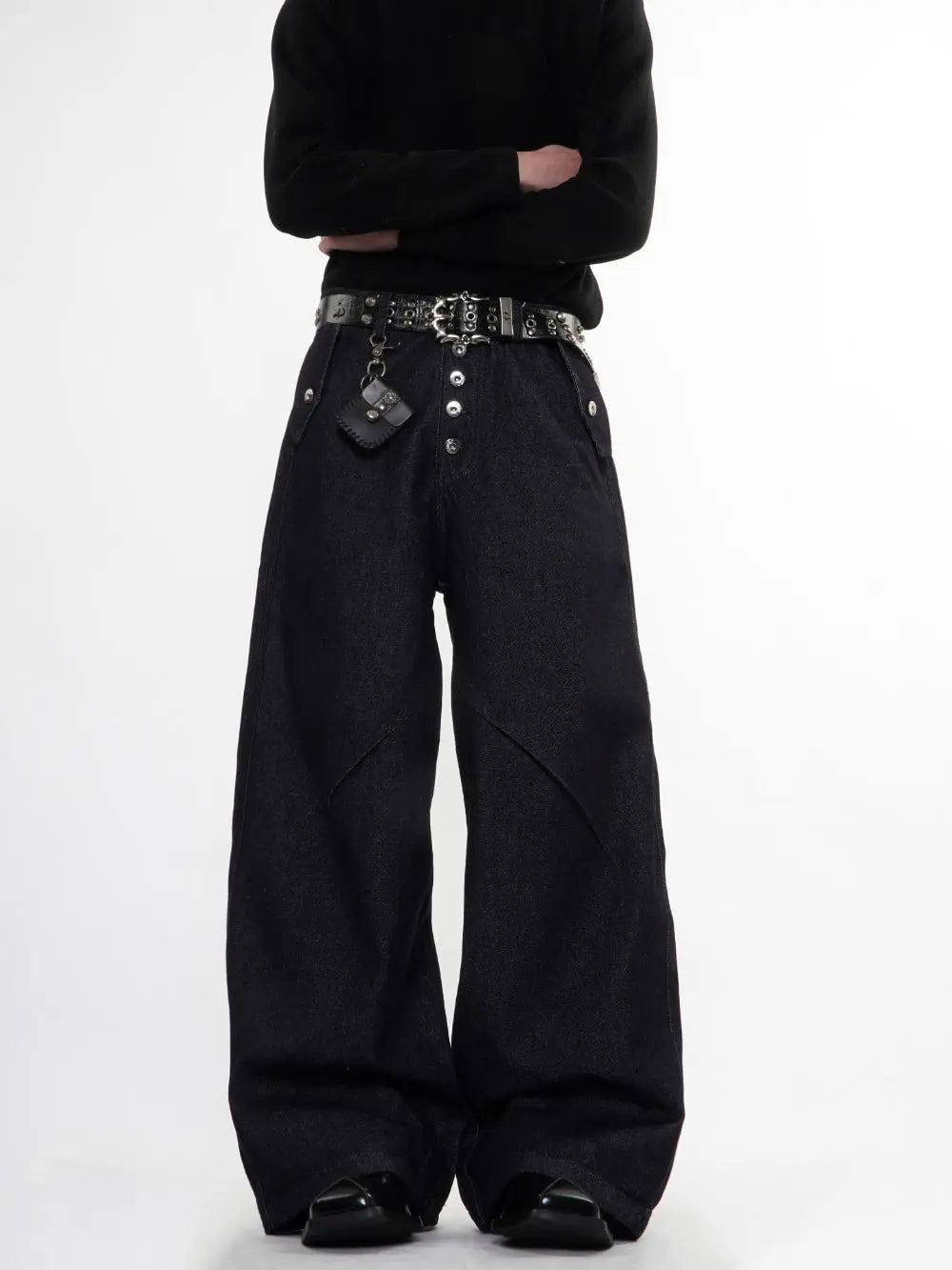 Buttons Up Raw Blue Baggy Jeans | Inflation Streetwear