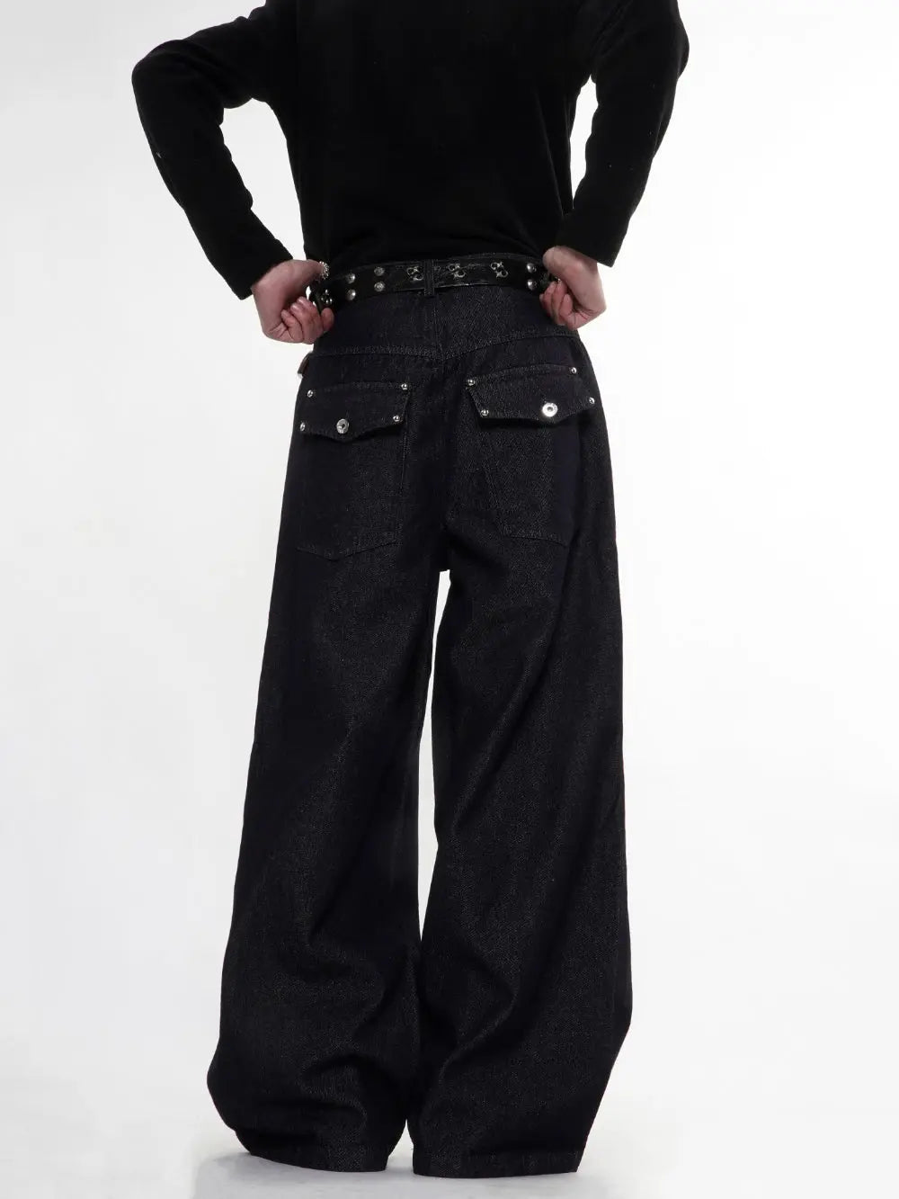 Buttons Up Raw Blue Baggy Jeans | Inflation Streetwear