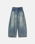 Rhinestone Washed Barrel Baggy Jeans | Inflation Streetwear