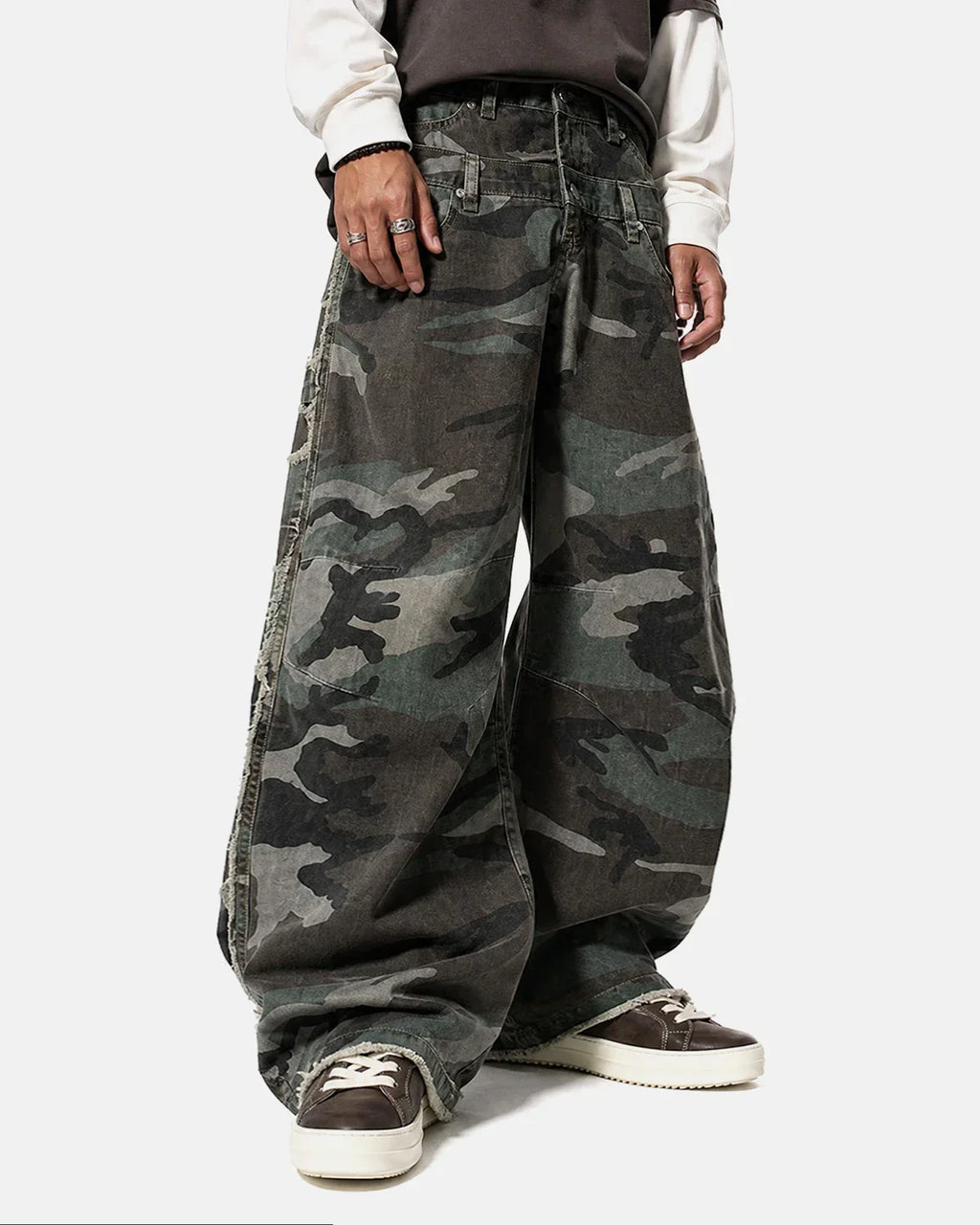 Double Waist Camo Cargo Pants | Inflation Streetwear