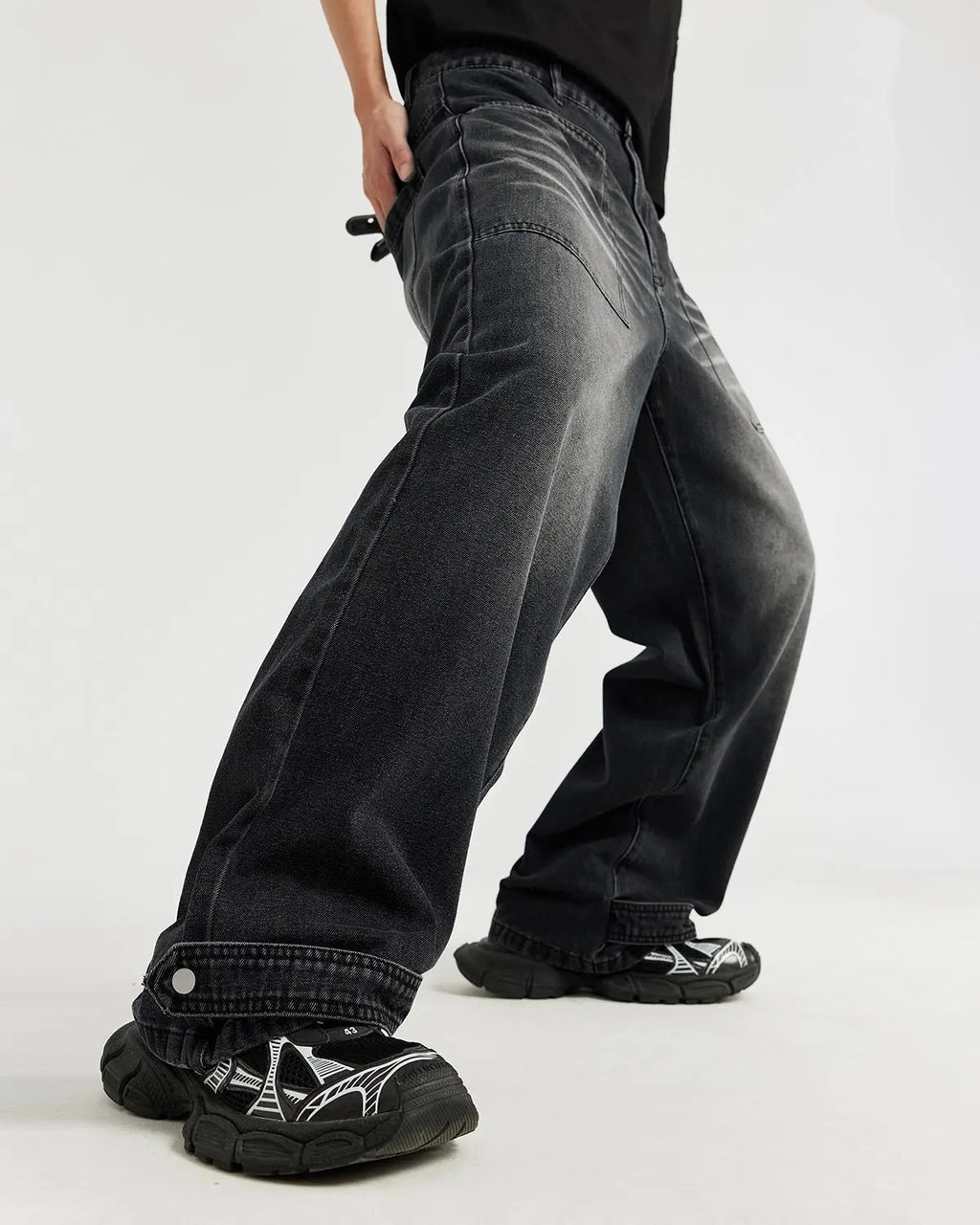 Black Washed Baggy Jeans | Inflation Streetwear