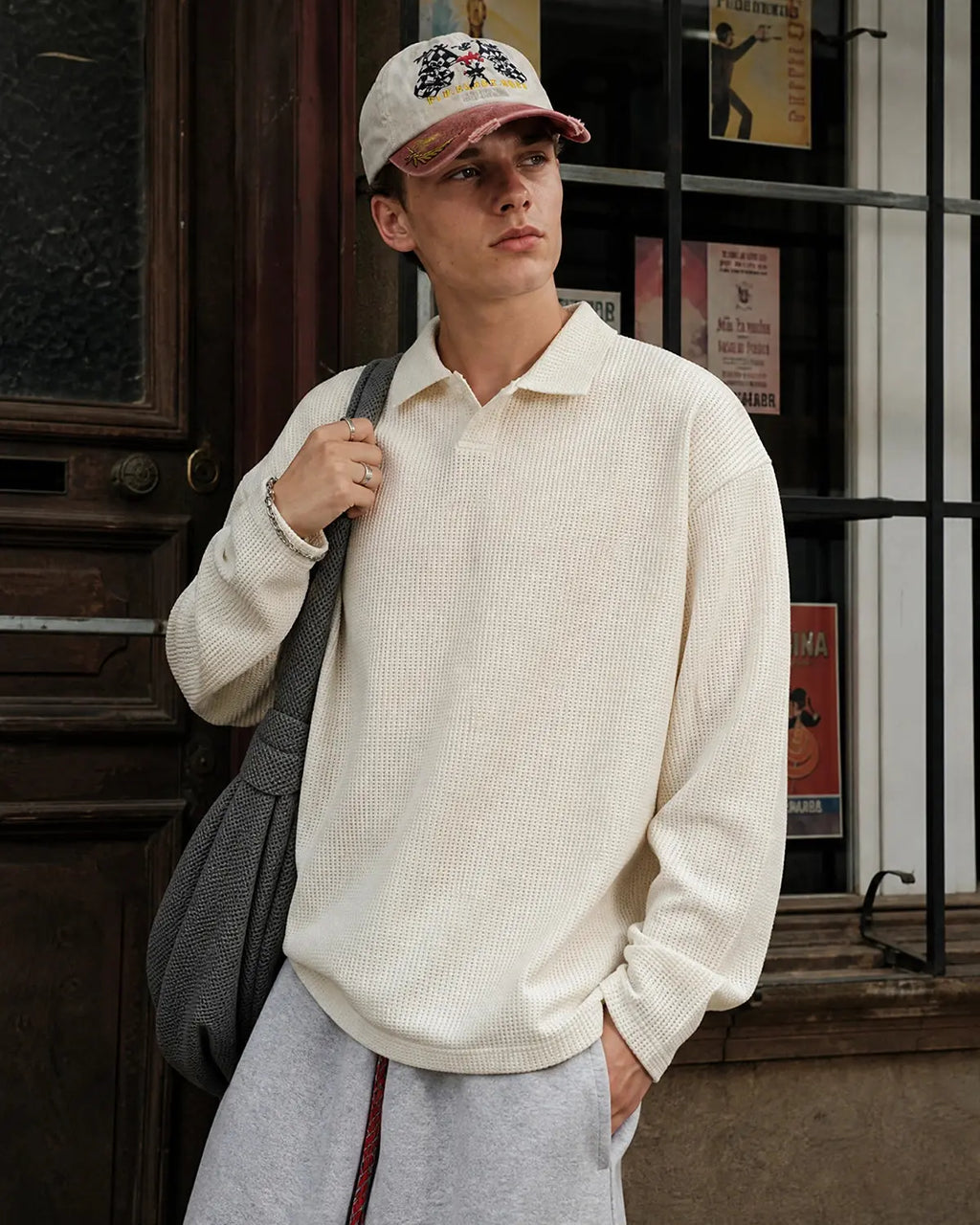 Waffle Long Sleeve Polo Shirts | Inflation Streetwear