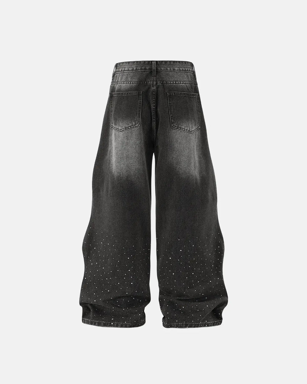 Rhinestone Wavy Baggy Jeans I Inflation Streetwear