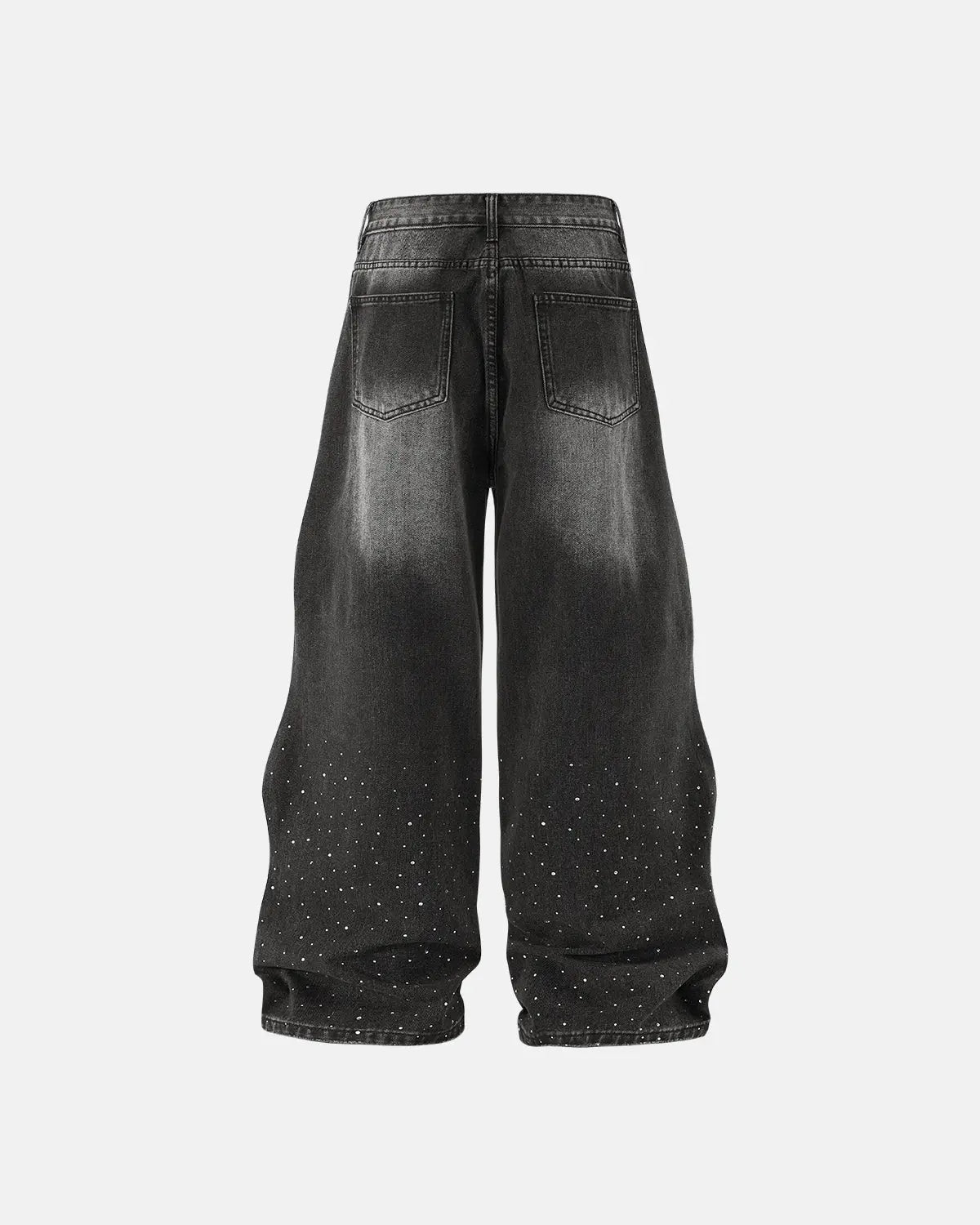 Rhinestone Wavy Baggy Jeans I Inflation Streetwear
