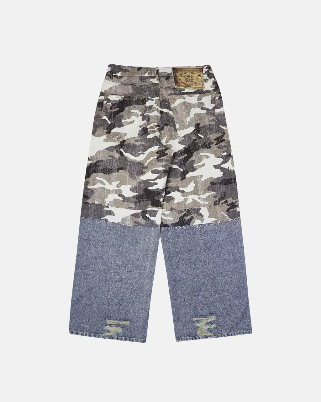 Patchwork Effect Print Baggy Jeans | Inflation Streetwear
