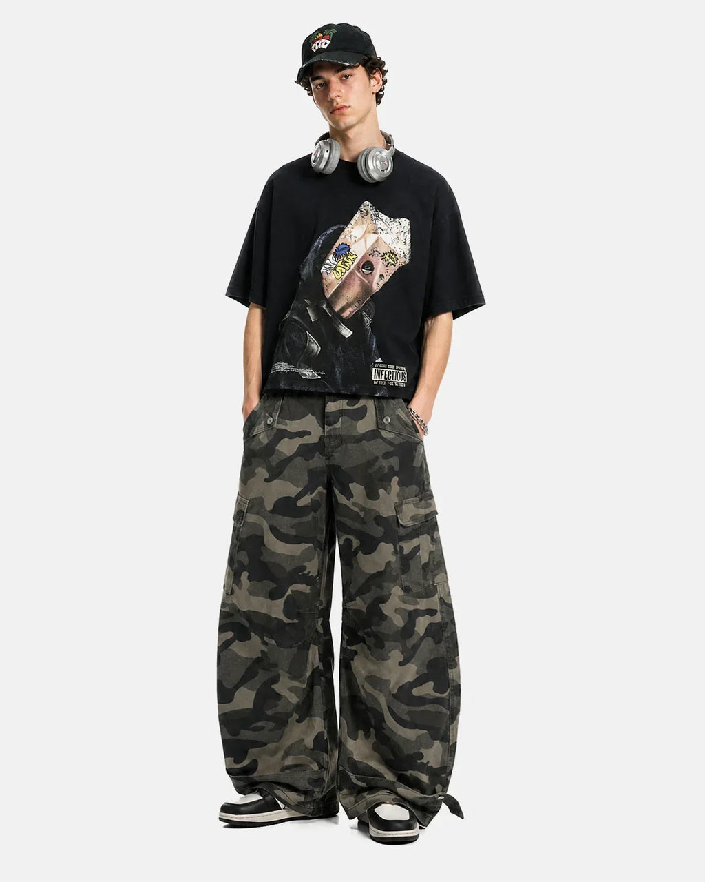 Multi-pockets Camo Barrel Cargo Pants | Inflation Streetwear