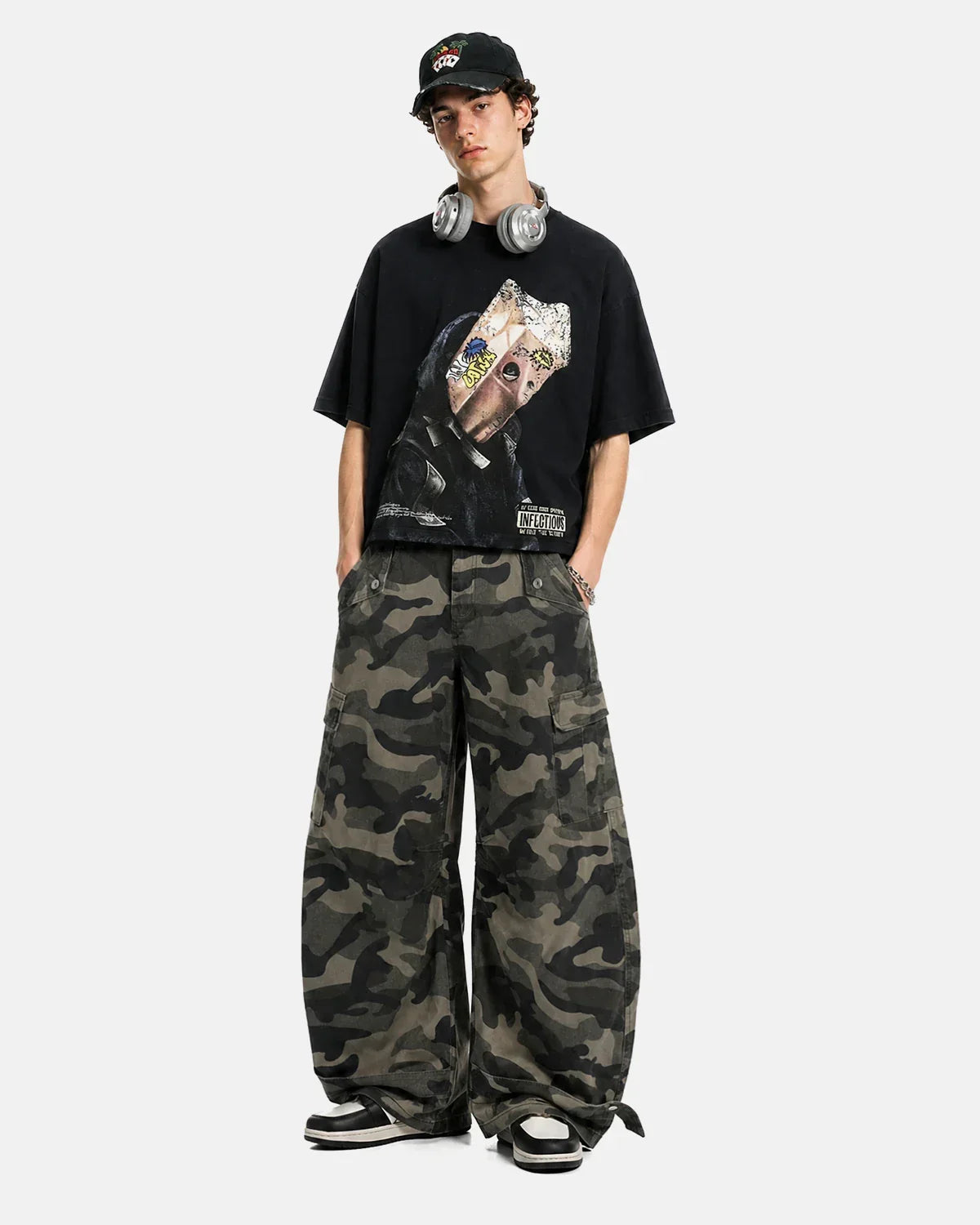 Multi-pockets Camo Barrel Cargo Pants | Inflation Streetwear