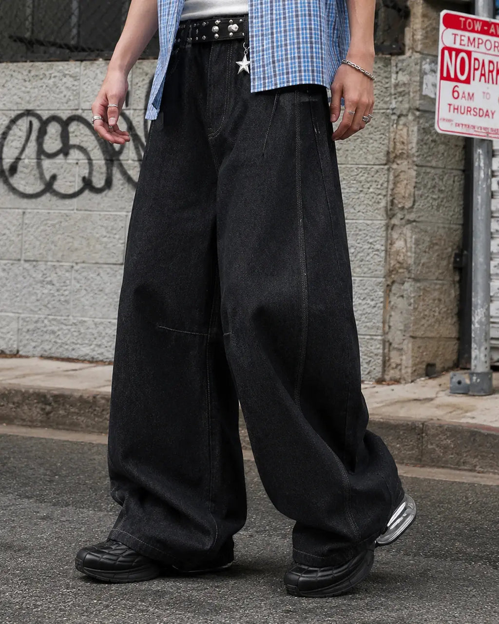 INFLATION Raw Color Barrel Baggy Jeans