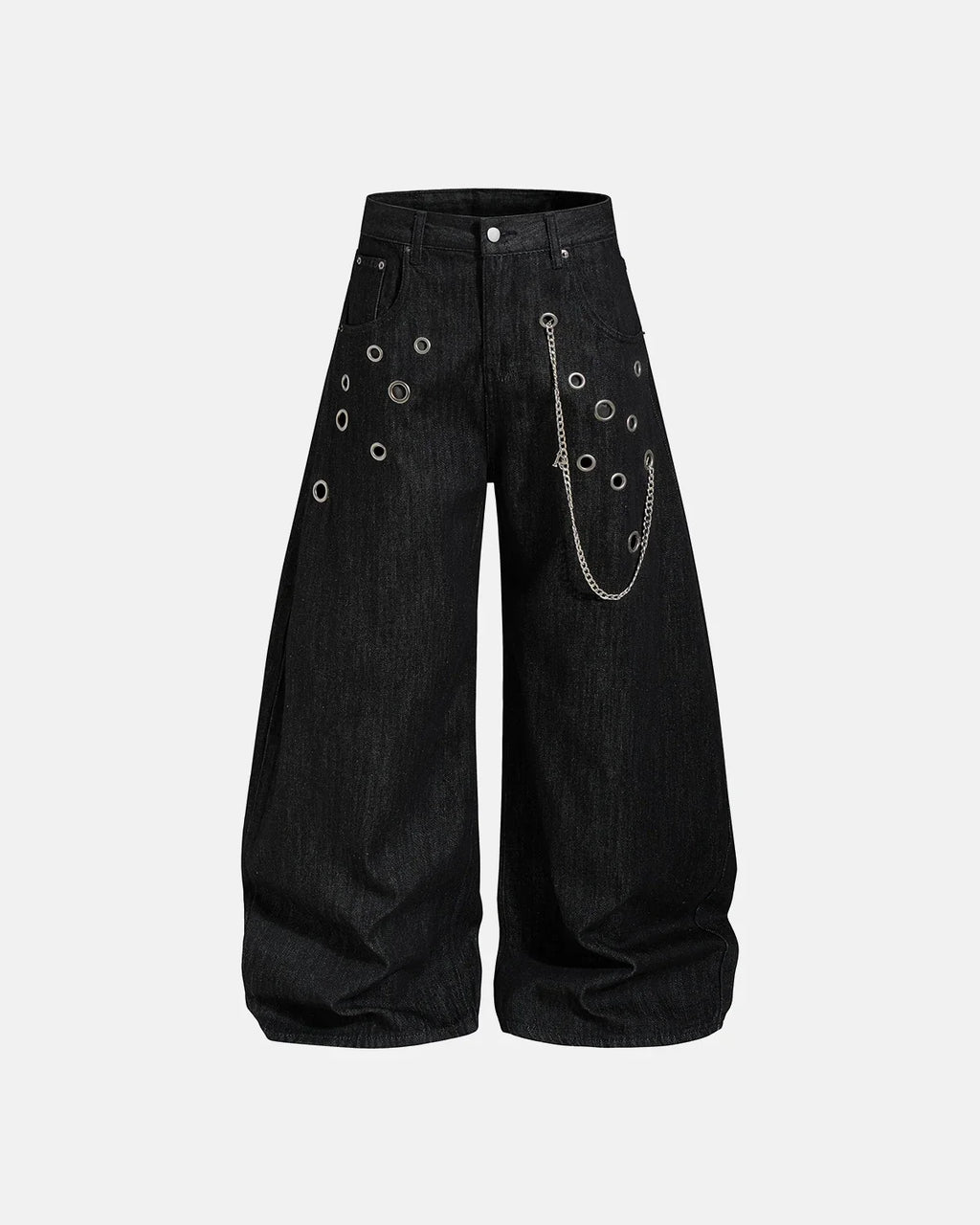 Metal Eyelet Chain Barrel Jeans | Inflation Streetwear