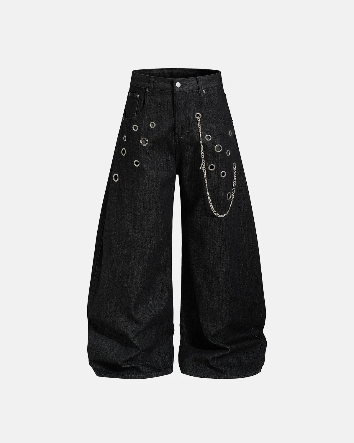 Metal Eyelet Chain Barrel Jeans | Inflation Streetwear