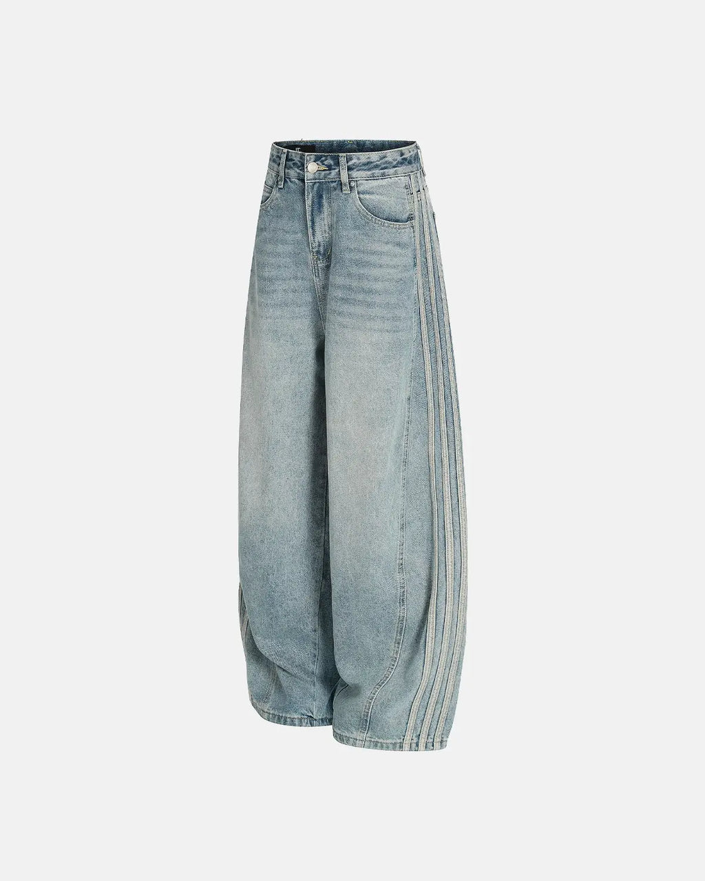 Acid Wash Striped Side Baggy Jeans | Inflation Streetwear