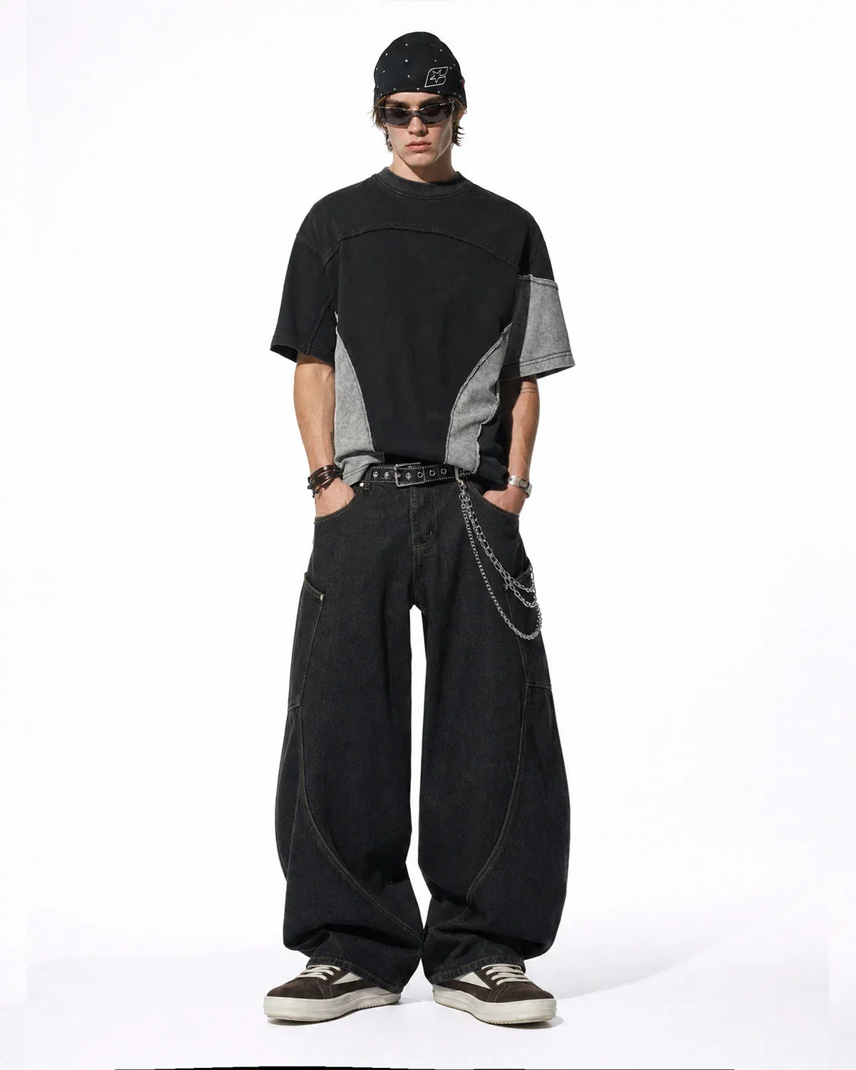 Patchwork Washed Boxy Cropped T-Shirt | Inflation Streetwear