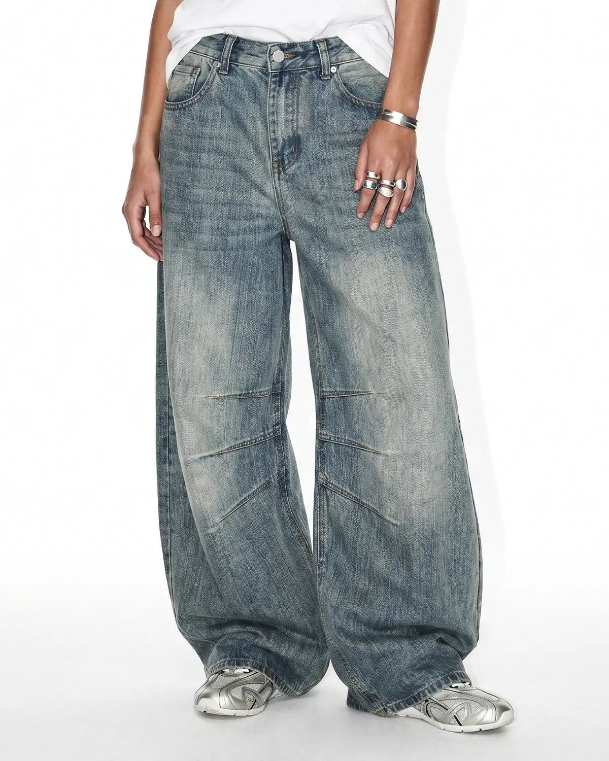 Deconstructed Bamboo Weave Baggy Jeans | Inflation Streetwear