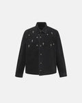 Starry Cross Rhinestone Washed Denim Shirt | Inflation Streetwear