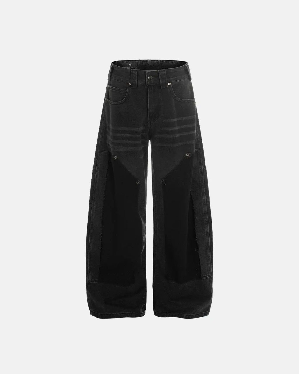 Black Patchwork Barrel Jeans | Inflation Streetwear