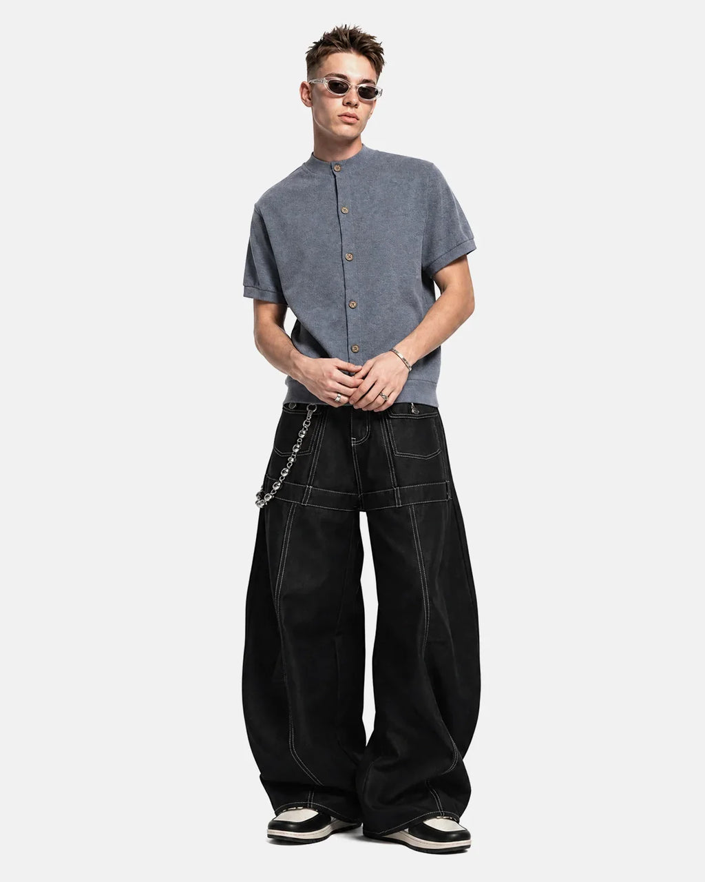 Contrast Stitch Baggy Barrel  Jeans | Inflation Streetwear
