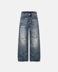 Whisker Wash Distressed Baggy Jeans | Inflation Streetwear