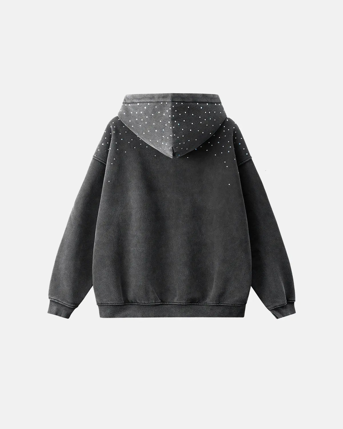 Distressed Washed Rhinestone Zip Up Hoodies | Inflation Streetwear