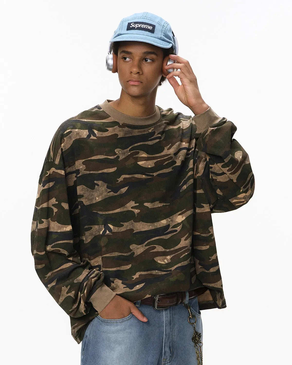 Boxy Camo Tees in Khaki | Inflation Streetwear