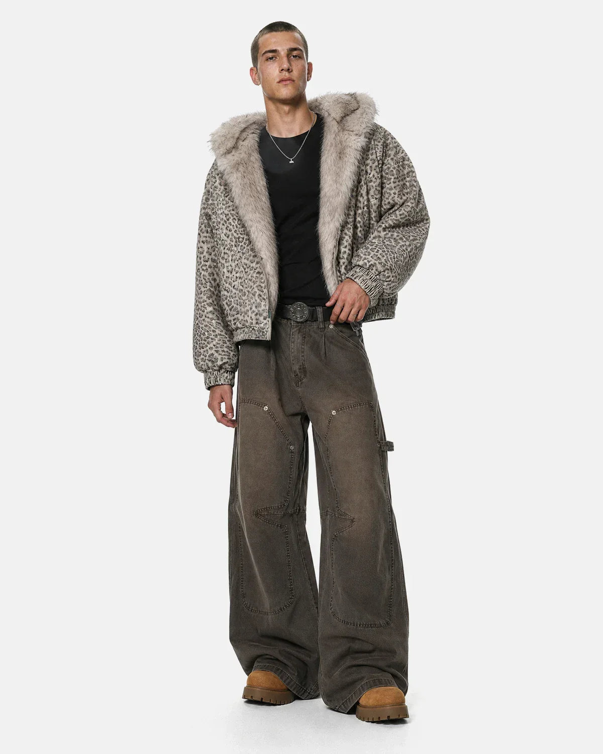 Leopard Faux Fur Lined Bomber Jacket | Inflation Streetwear
