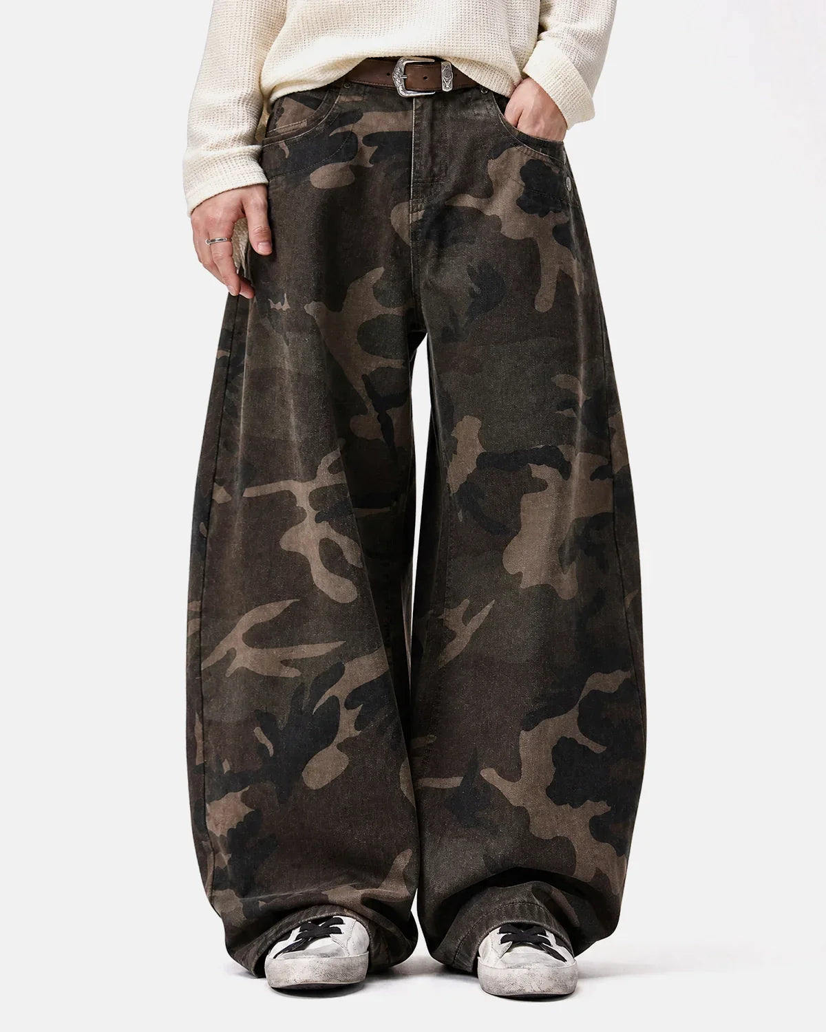 Studded Camo Barrel Jeans | Inflation Streetwear