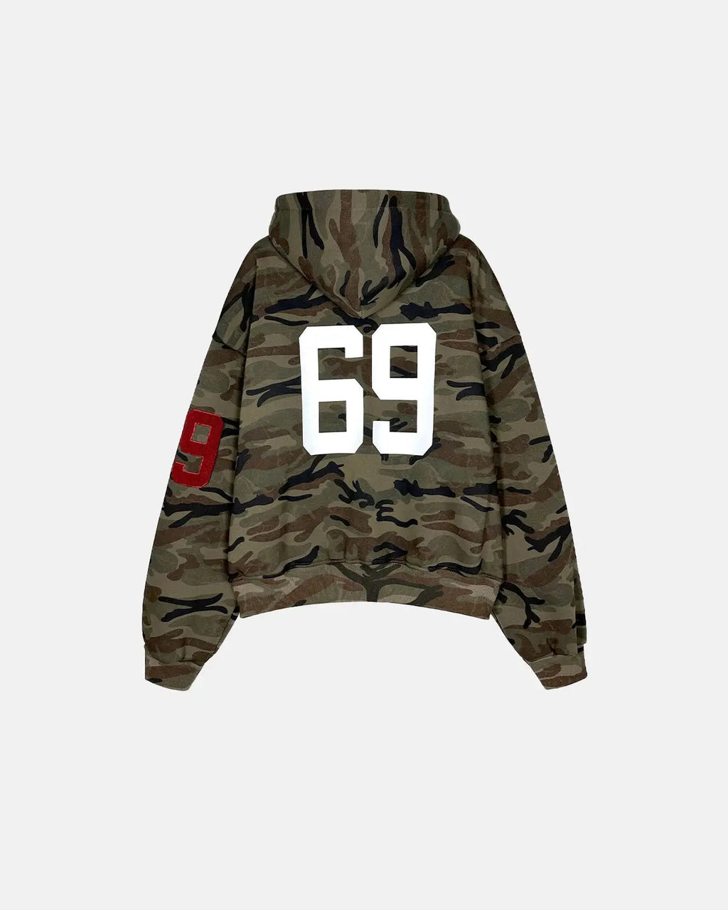 69 Applique Embroidery Camo Zip Up Hoodie | Inflation Streetwear