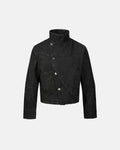 Cropped Asymmetric Button Denim Jacket | Inflation Streetwear