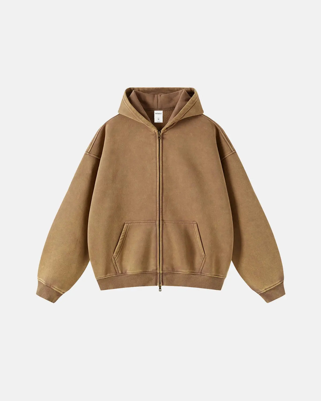 Grey Distressed Acid Wash Zip Up Hoodies | Inflation Streetwear