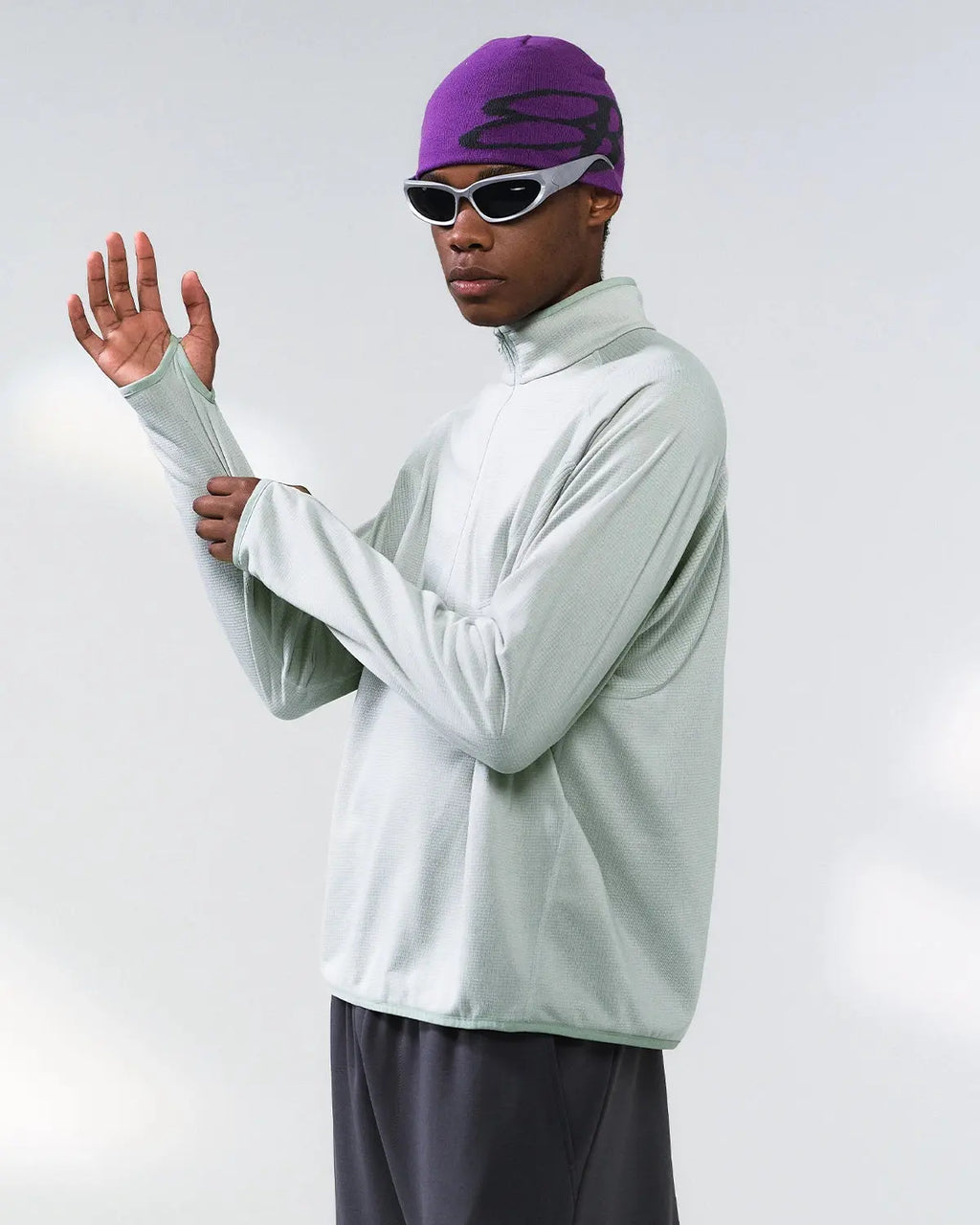 Breathable Grid Fleece Half-Zip Sweatshirt | Inflation Streetwear