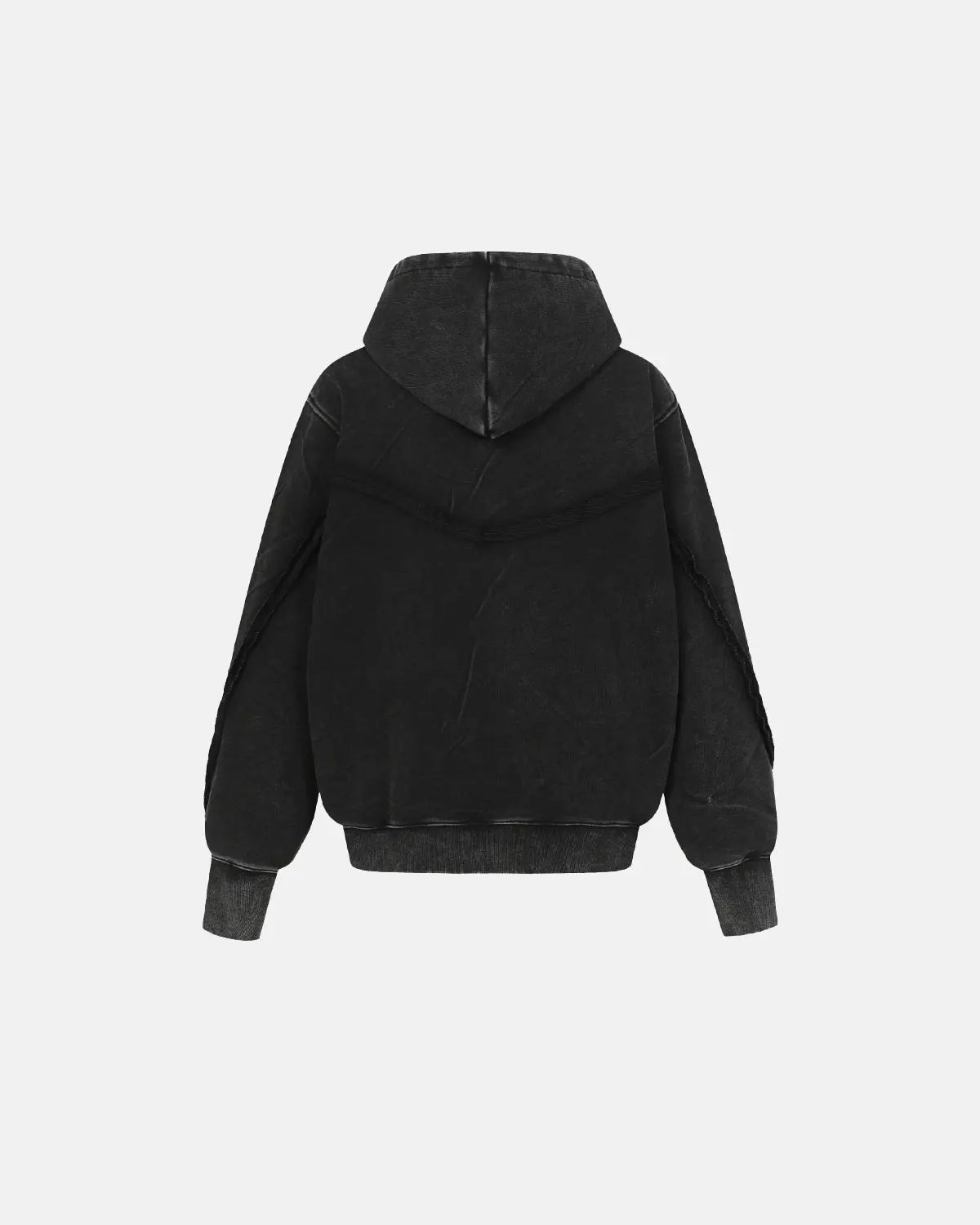 Washed Boxy Asymmetric Zip Up Hoodie | Inflation Streetwear