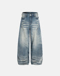 Acid Wash Whisker Bamboo Weave Jeans | Inflation Streetwear