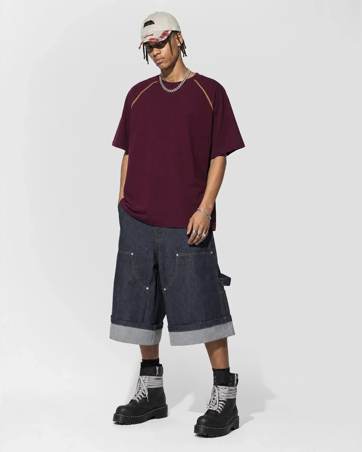 Contrast Color Stiching Stretch T-shirt | Inflation Streetwear