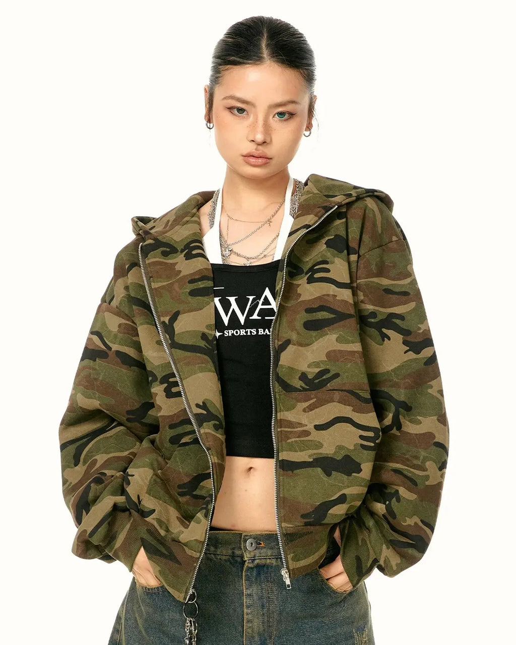 Camouflage Zip Up Jacket | Inflation Streetwear