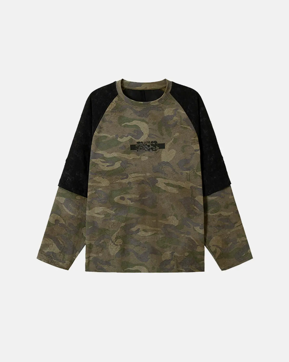 Lace Patchwork Camo Raglan Tees | Inflation Streetwear
