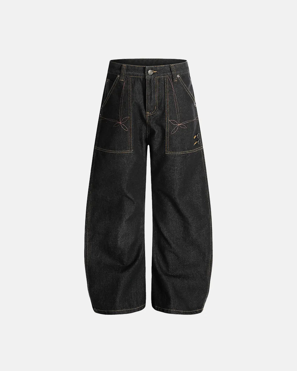 Raw Embroidery Baggy Jeans | Inflation Streetwear