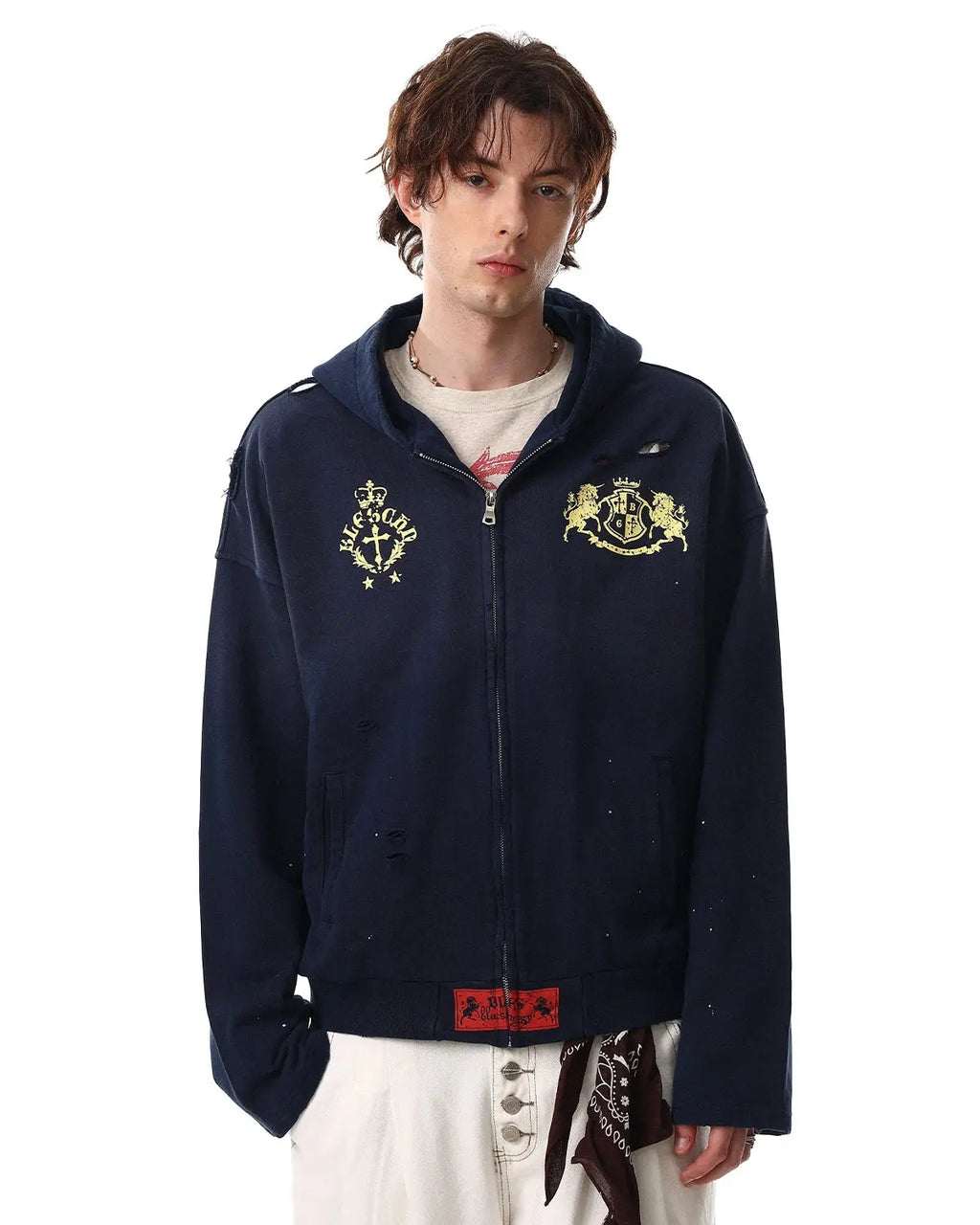 Distressed Washed Printed Zip Up Hoodies | Inflation Streetwear