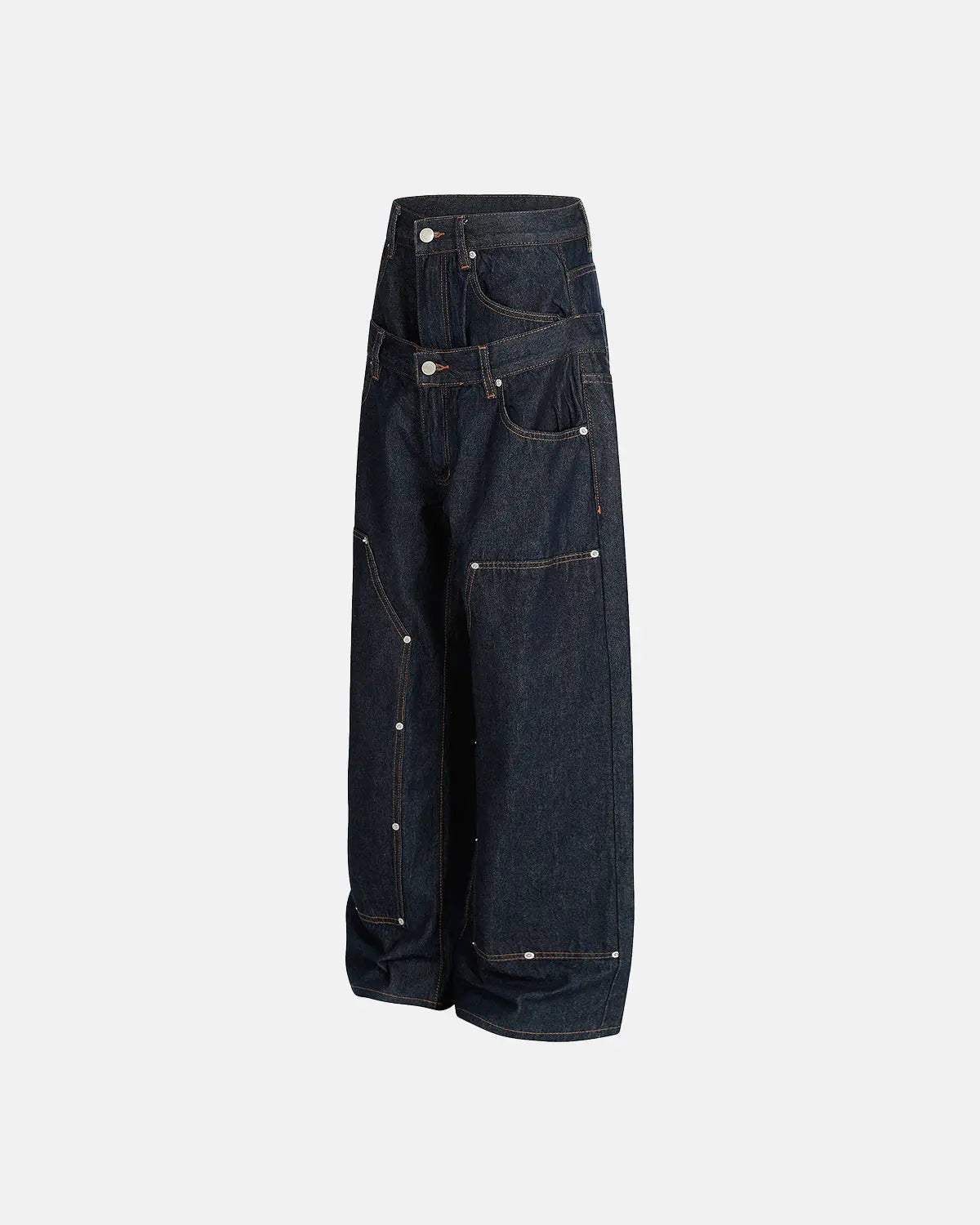 Double Waist Raw Baggy Jeans| Inflation Streetwear