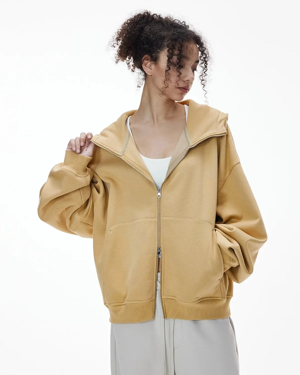 High Collar Fleece Double Zip-Up Hoodies | Inflation Streetwear