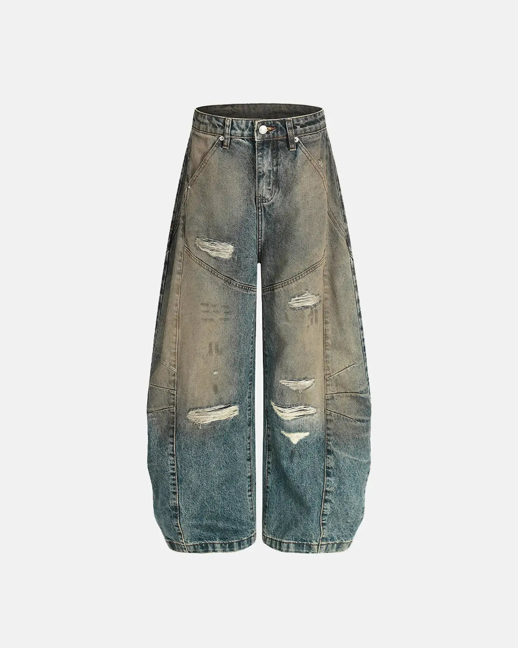 Distressed Dirty Wash Barrel Jeans | Inflation Streetwear