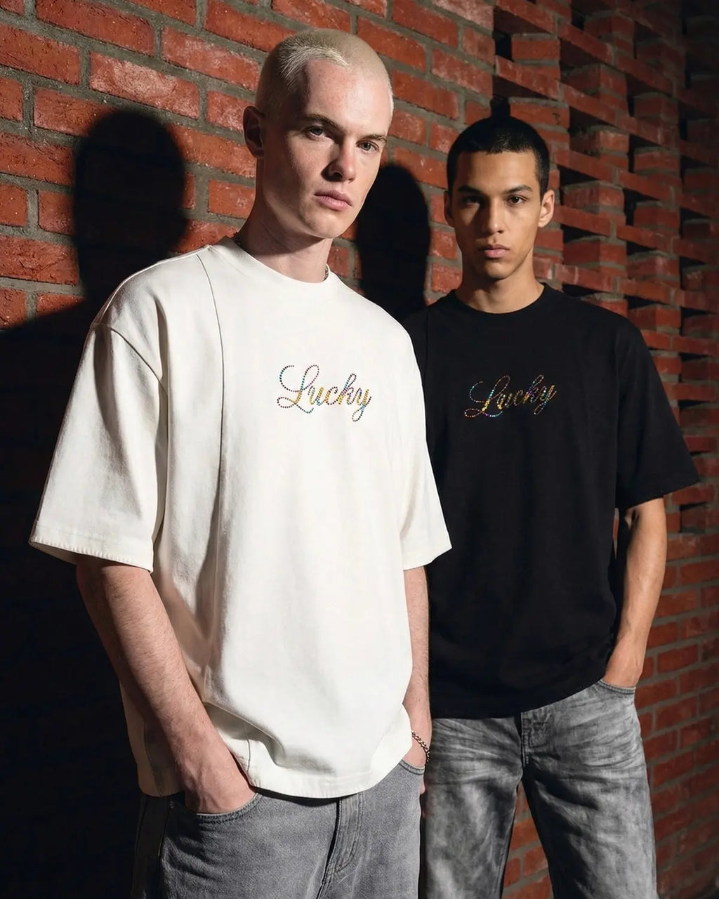 Rhinestone Lucky Graphic Oversized Tees | Inflation Streetwear