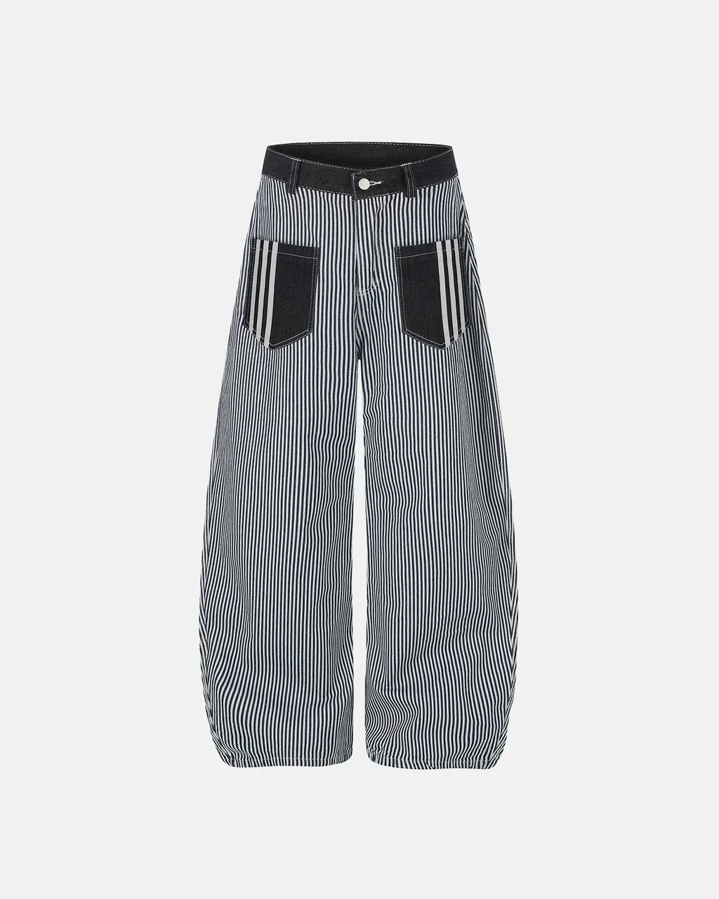 Striped Patch Pocket Baggy Jeans | Inflation Streetwear