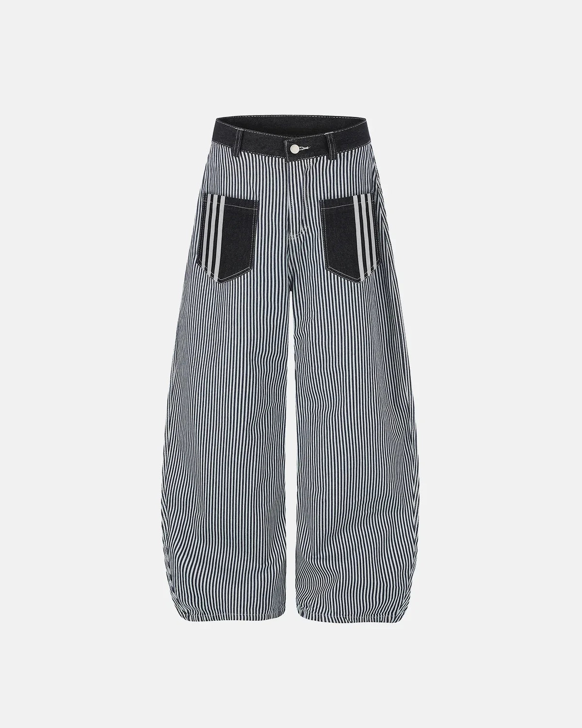 Striped Patch Pocket Baggy Jeans | Inflation Streetwear