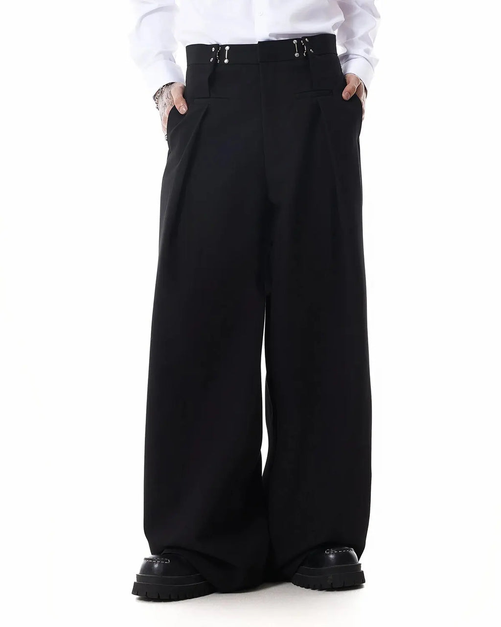 Metal Hook Wide-Leg Suit Pants | Inflation Streetwear