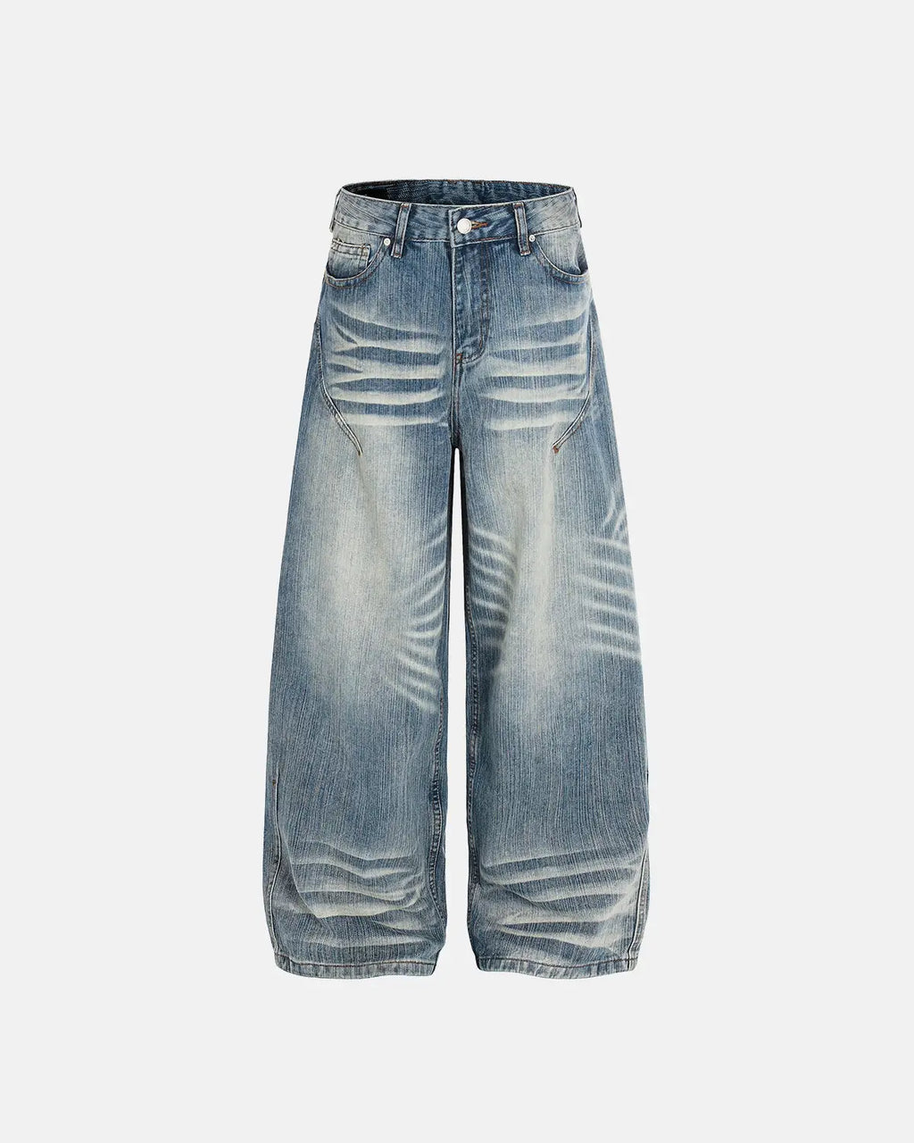 Acid Wash Whisker Bamboo Weave Jeans | Inflation Streetwear