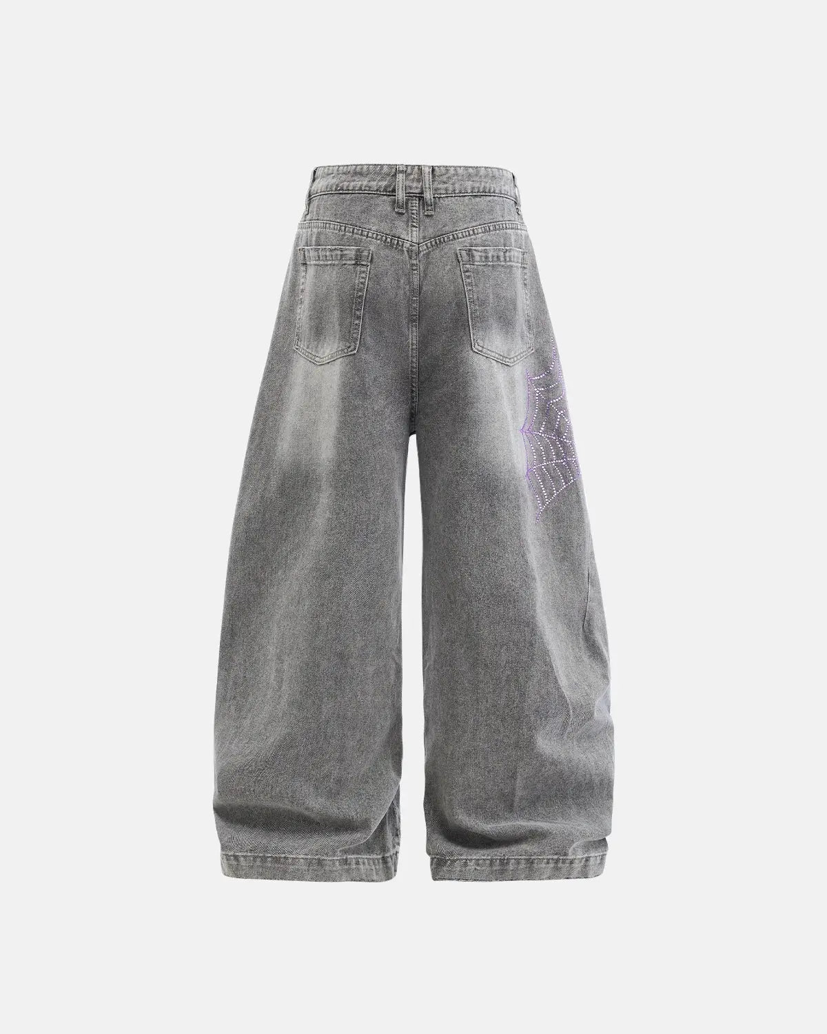 Spider Graphic Rhinestone Barrel Jeans | Inflation Streetewear